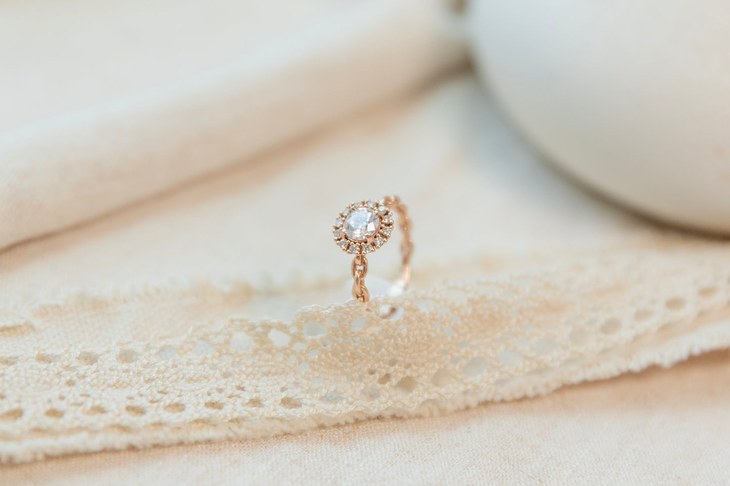 Rose gold ring with diamonds