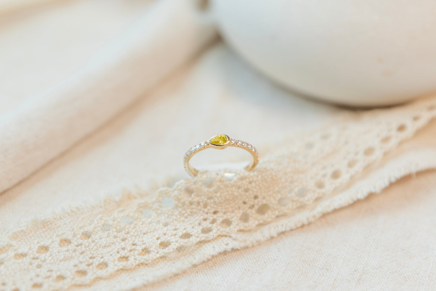Yellow Pear Lab Grown Diamond Stacker Ring