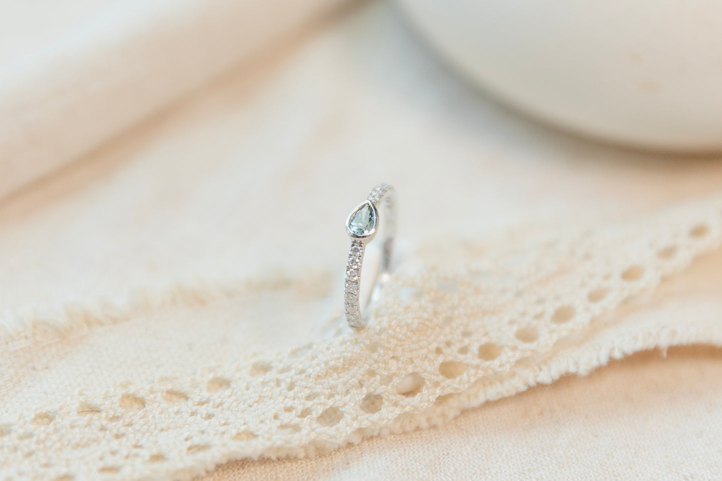 Blue Gray Pear Lab Grown Diamond Stacker Ring