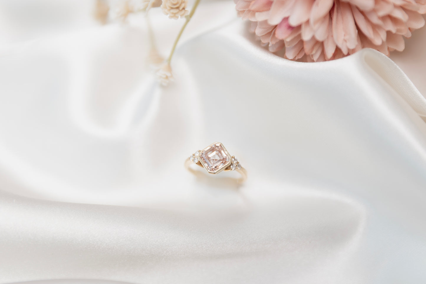 Pink Asscher Bezel Ring
