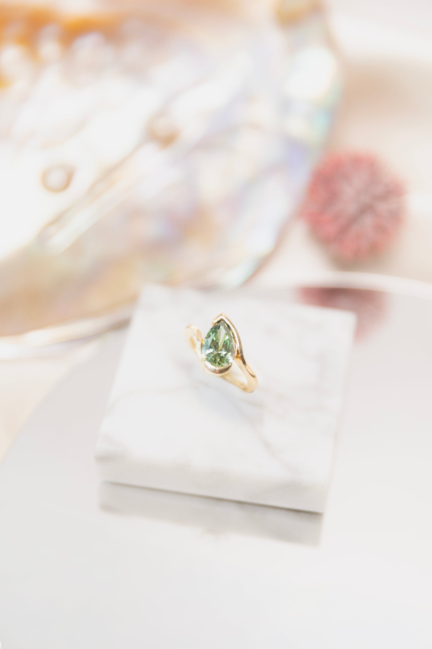 2.04 Fancy Vivid Green Pear Ring