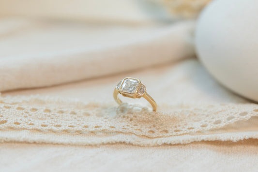 Three Stone Asscher Lab Grown Diamond Ring