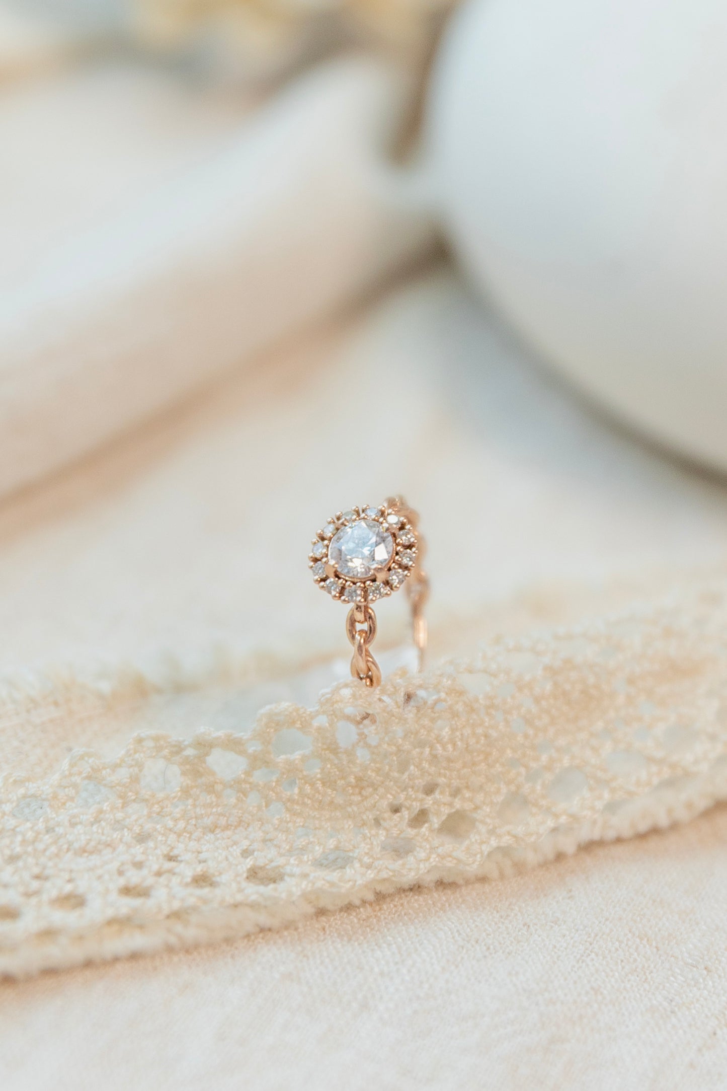 Rose gold ring with diamonds