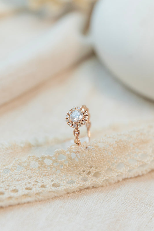 Rose gold ring with diamonds
