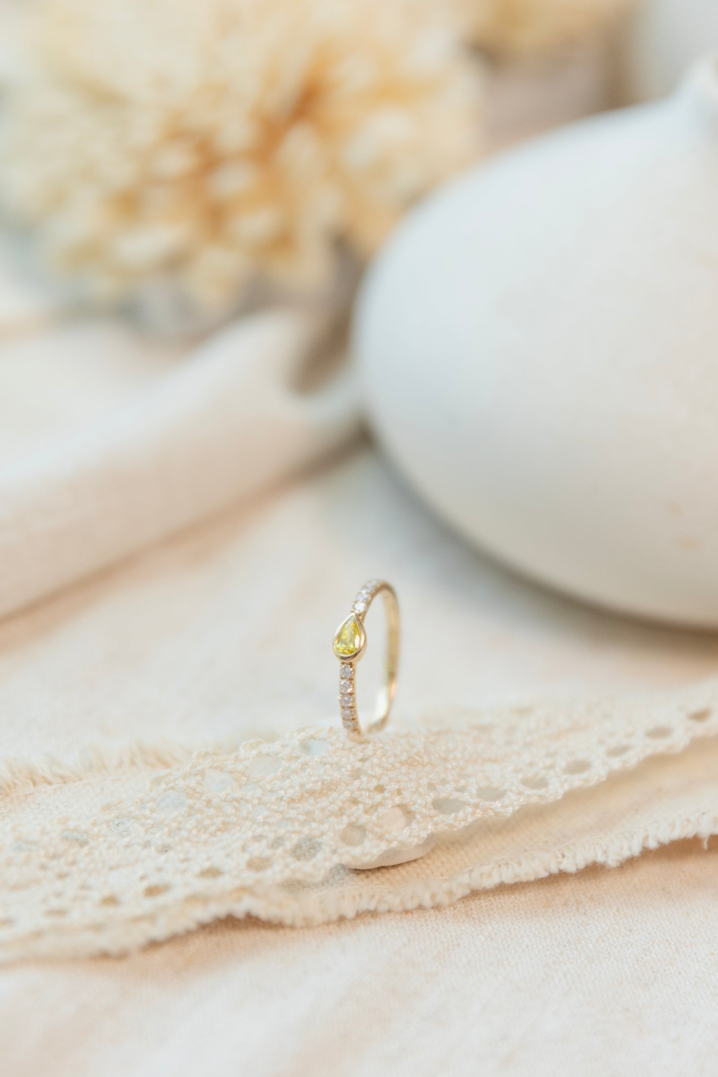 Yellow Pear Lab Grown Diamond Stacker Ring
