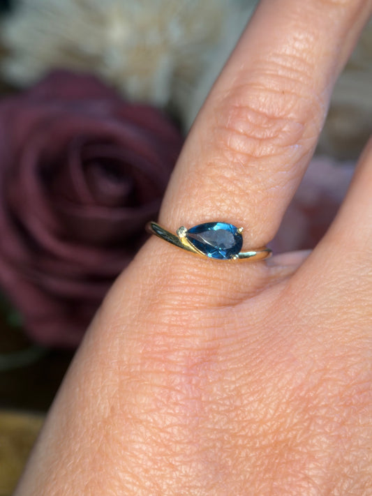 London Blue Topaz Curved Ring