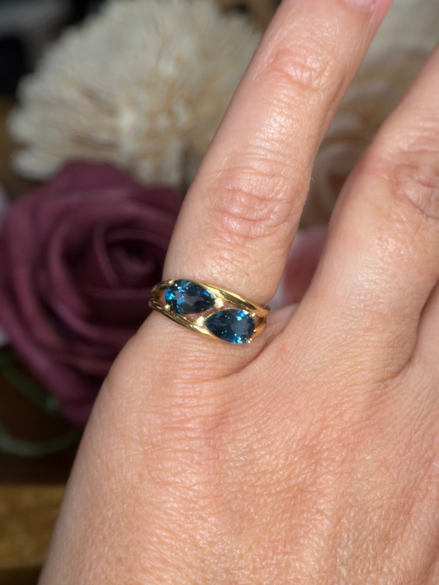London Blue Topaz Curved Ring